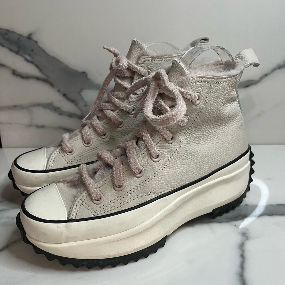 Converse High-Top Athletic Shoes in Cream and Black